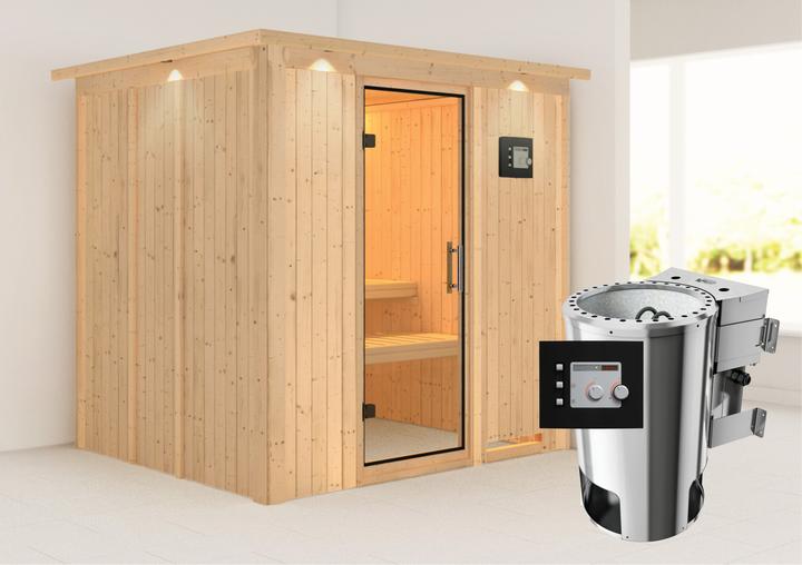 Actual product image Karibu Daria with roof wreath (Plug & Play 3,6 KW - Bio external control)
