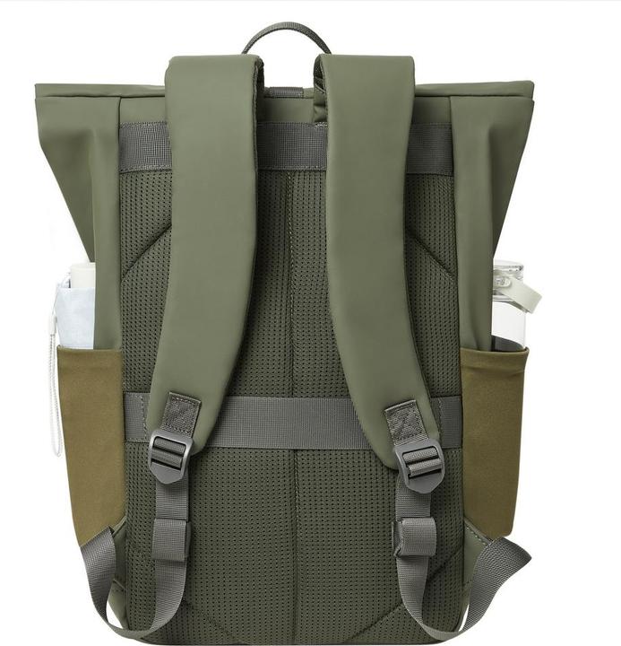 Produktbild Rivacase Rolltop Eco Waterproof RPET PU Leather Backpack for Men and Women, Olive Green (17 l)