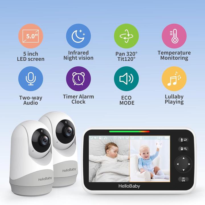 Immagine prodotto HelloBaby Video-Baby-Monitor mit Split-Screen und Nachtsicht (Video e audio)