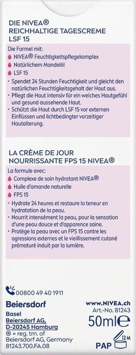 Produktbild NIVEA Reichhaltige Tagescreme (50 ml, Tagescreme, SPF 15)