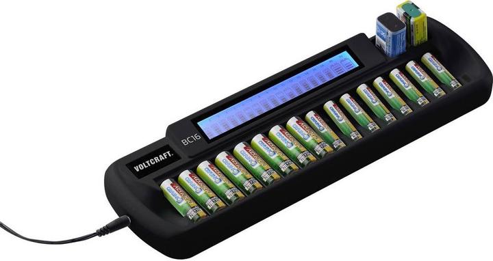 Produktbild Voltcraft Rundzellen-Ladegerät BC16 (1 Stk., 9V Block, AAA, AA, Ladegerät inkl. Akku)