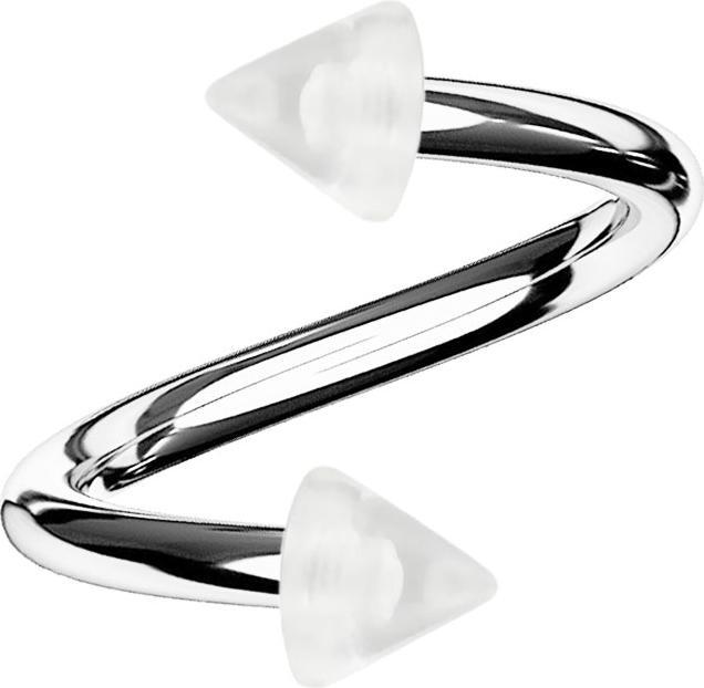 Actual product image Star Piercing Spiral silver with two transparent cones (Acrylic, Surgical steel 316L)