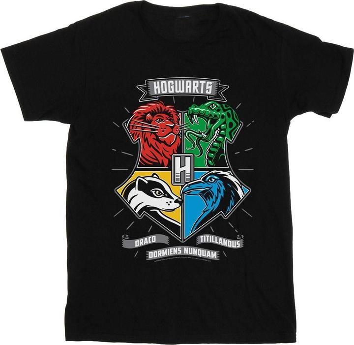 Actual product image Womens/Ladies Hogwarts Toon Crest Cotton Boyfriend T-Shirt (L)