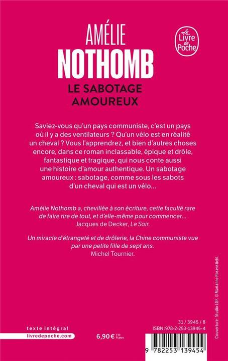 Actual product image Le sabotage amoureux (French, Amélie Nothomb, 1996)