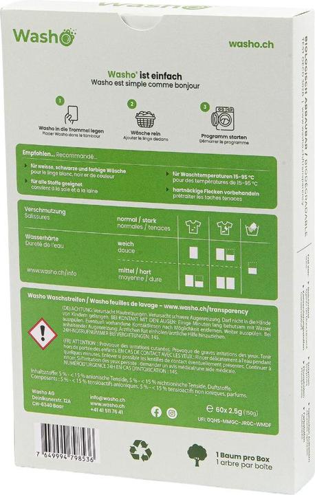 Valori nutrizionali e ingredienti Washo Waschstreifen (60 Cicli di lavaggio, Salviette)