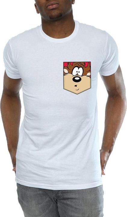 Immagine prodotto Looney Tunes Tasmanian Devil Face Faux Pocket Maglietta Uomo (XL)