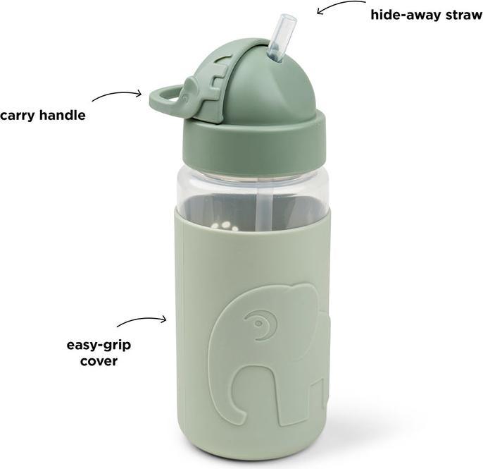 Actual product image Done by Deer Easy-grip Trinkflasche mit Strohhalm Elphee Grün350 ml (0.35 l)