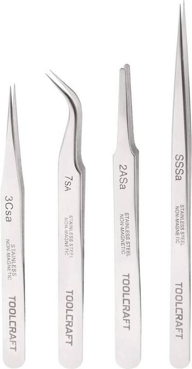 Produktbild Toolcraft Edelstahl-Pinzetten-Set 4tlg