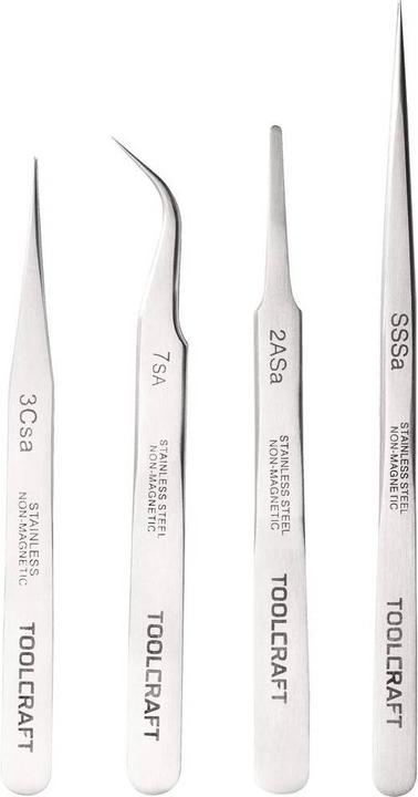 Produktbild Toolcraft Edelstahl-Pinzetten-Set 4tlg