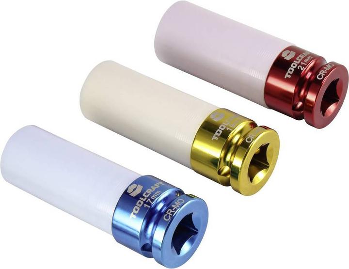 Immagine prodotto Toolcraft Set di dadi per avvitatore a impulsi, 3 pezzi. (21 mm, 19 mm, 17 mm)