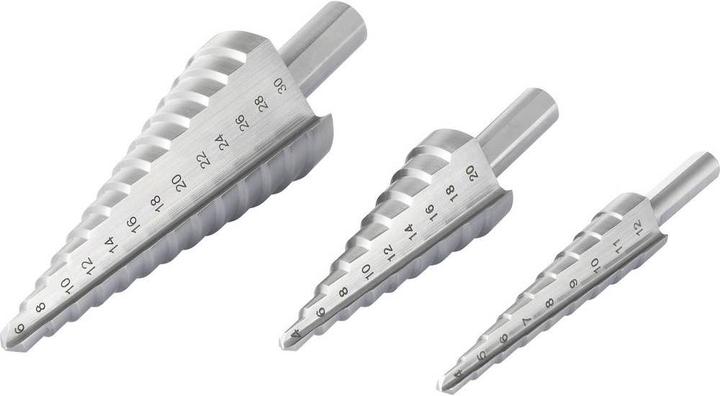 Immagine prodotto Toolcraft Set di punte a gradini HSS 3 volte 4 20 mm, 12 6 30 mm 8 10 (12 mm, 30 mm, 20 mm)