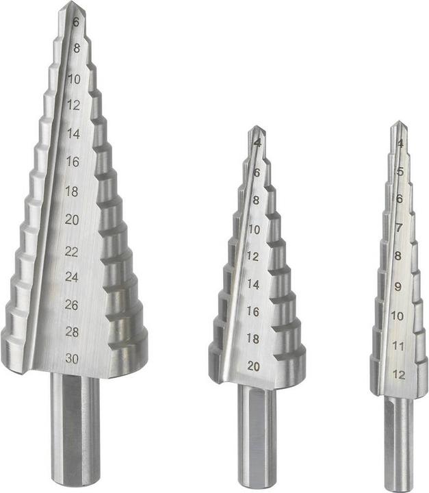 Immagine prodotto Toolcraft Set di punte a gradini HSS 3 volte 4 20 mm, 12 6 30 mm 8 10 (12 mm, 30 mm, 20 mm)