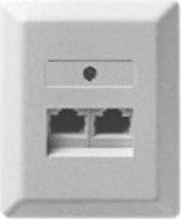 Actual product image Ze-Kom ZE UAE socket 2x8(4) AP LSA LSA Plus connection terminals pearl white 4 contacts occupied ISDN