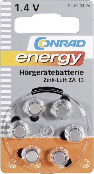 Produktbild Conrad energy Hörgerätebatterien ZA13 (6 Stk., ZA13 GP, 280 mAh)