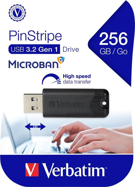 Actual product image Verbatim PinStripe (256 GB, USB 3.0, USB-A)