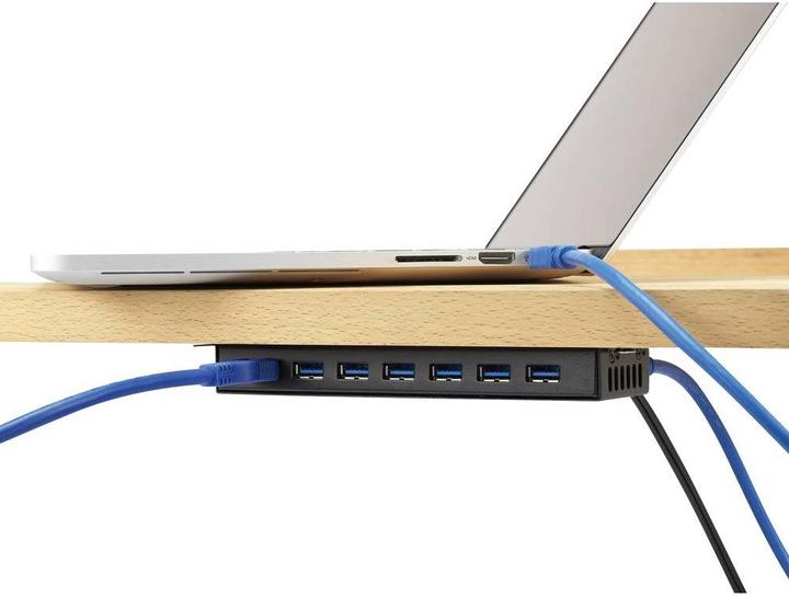 Actual product image Renkforce 7 port USB 3 hub metal with power supply unit (USB-A, 7 Ports)