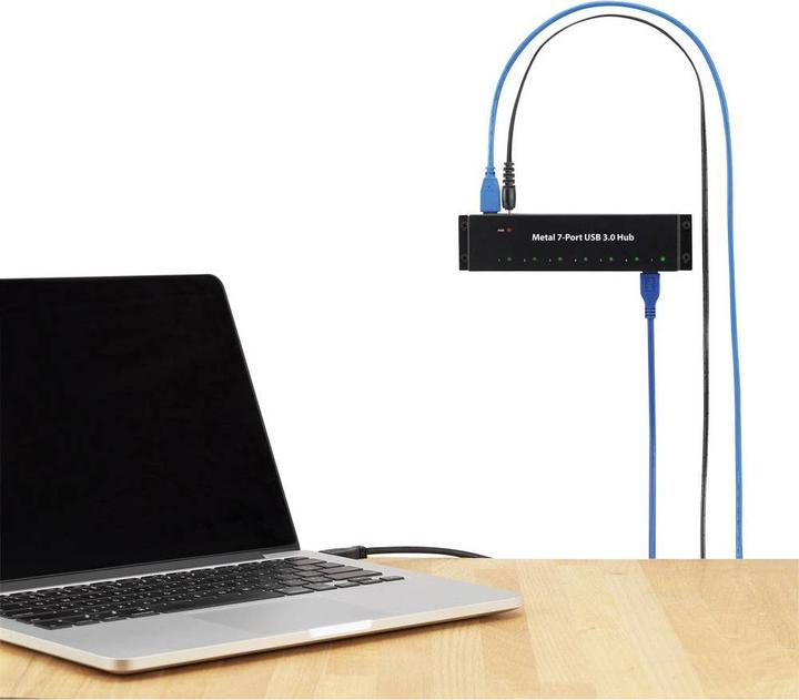 Actual product image Renkforce 7 port USB 3 hub metal with power supply unit (USB-A, 7 Ports)