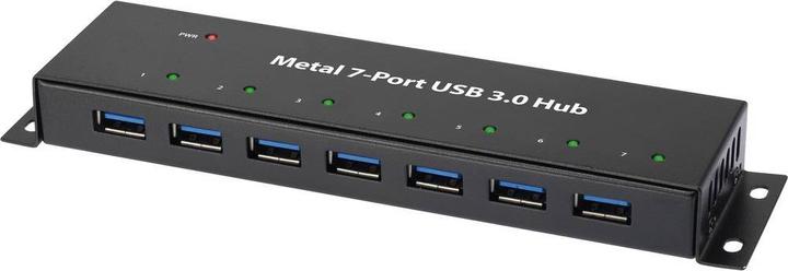 Actual product image Renkforce 7 port USB 3 hub metal with power supply unit (USB-A, 7 Ports)