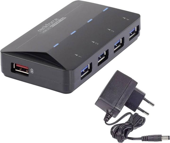 Immagine prodotto Renkforce Hub USB 3.0 a 4+1 porte con neve (USB-B, 5 Porti)