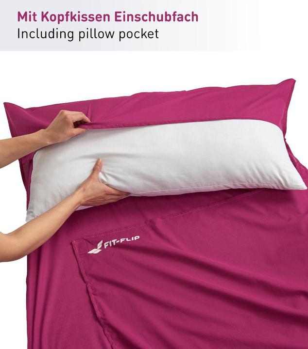 Actual product image Fit-Flip Hüttenschlafsack Baumwolle ultraleicht mit Kissenfach 90x220cm (220 cm)