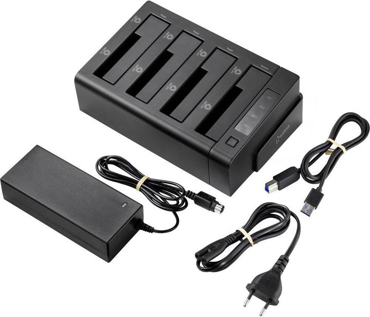 Produktbild Renkforce 2.5 3.5-Zoll USB 3.2 HDD-Dockingstation, 4 Anschlüsse, mit Cloning von 1 auf 3 (Docking Port)