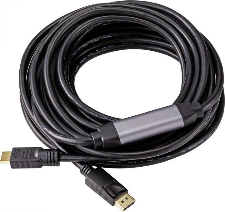 Actual product image Renkforce DisplayPort HDMI connection cable 20 m with ferrite core (20 m, HDMI, DisplayPort)