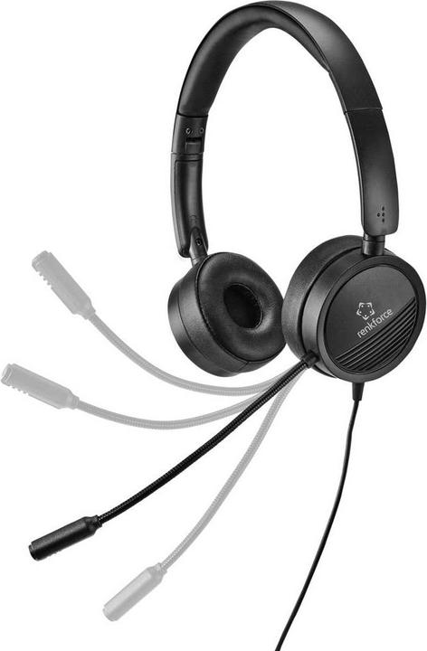 Produktbild Renkforce 2-in-1-Headset mit 3.5 mm-Stecker & USB-Inline-Steuerung (Kabelgebunden, USB-A)