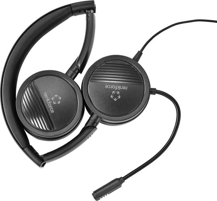 Produktbild Renkforce 2-in-1-Headset mit 3.5 mm-Stecker & USB-Inline-Steuerung (Kabelgebunden, USB-A)