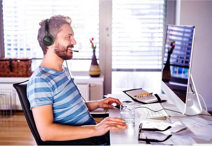 Produktbild Renkforce 2-in-1-Headset mit 3.5 mm-Stecker & USB-Inline-Steuerung (Kabelgebunden, USB-A)