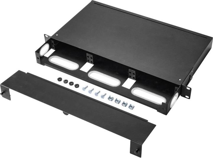 Actual product image Renkforce Modular patch panel, fibre optic/MPO or MTP and RJ45/coax, 1 RU, 19"³ (Cable hole, 31.13 cm)