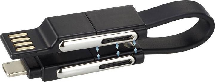 Produktbild Renkforce OTG 6-in-1 USB-Adapterkabel, faltbar zu Schlüsselanhänger dank Magneten im Stecker (0.20 m)