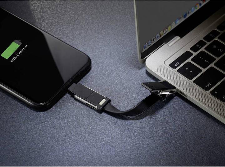 Produktbild Renkforce OTG 6-in-1 USB-Adapterkabel, faltbar zu Schlüsselanhänger dank Magneten im Stecker (0.20 m)