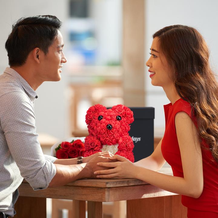 Image du produit Relaxdays Rosen-Teddybär (28 cm)