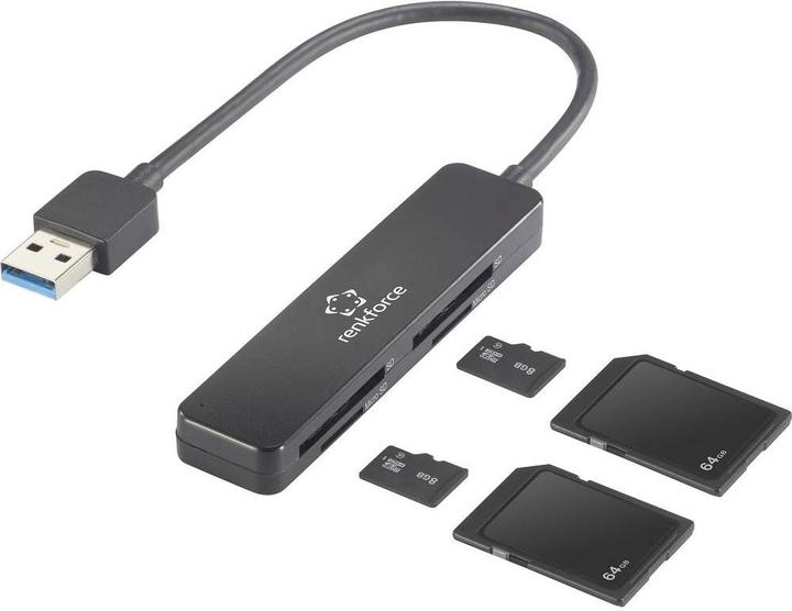 Produktbild Renkforce USB-A 3 tragbarer Kartenleser (USB)