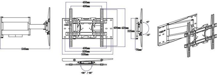 Actual product image SpeaKa Professional TV-Wandhalterung für 81 cm (32") - 152 cm (60") neig-und schwenkbar, 55 kg (Wall, 60", 55 kg)