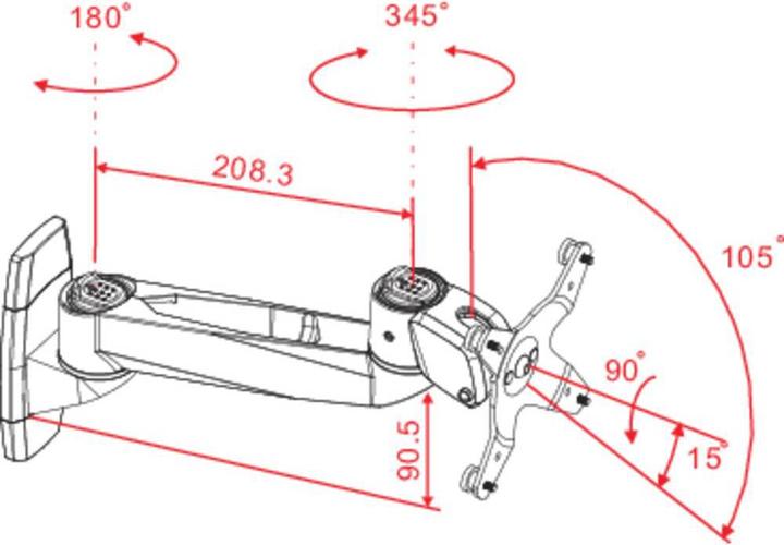Immagine prodotto SpeaKa Professional Supporto da parete per monitor girevole, Nei (Muro, 30")