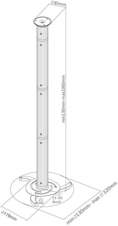 Actual product image SpeaKa Professional Projector ceiling mount (Ceiling)