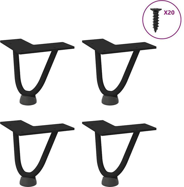Produktbild VidaXL Haarnadelbeine 4 Stk. Schwarz 10 cm Massivstahl Hairpin Tischbein