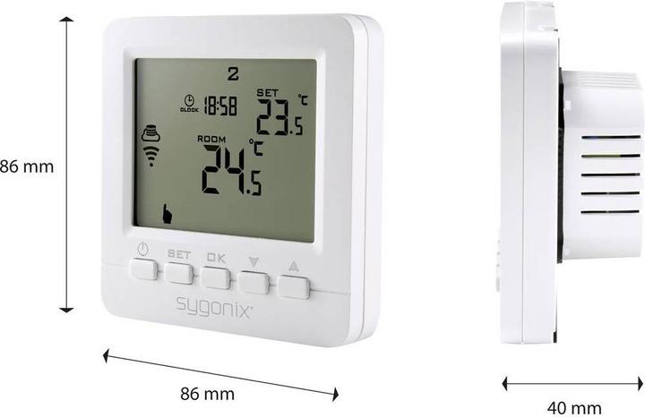 Actual product image Sygonix Radio room thermostat flush-mounted Weekly program 5 to 35 °C