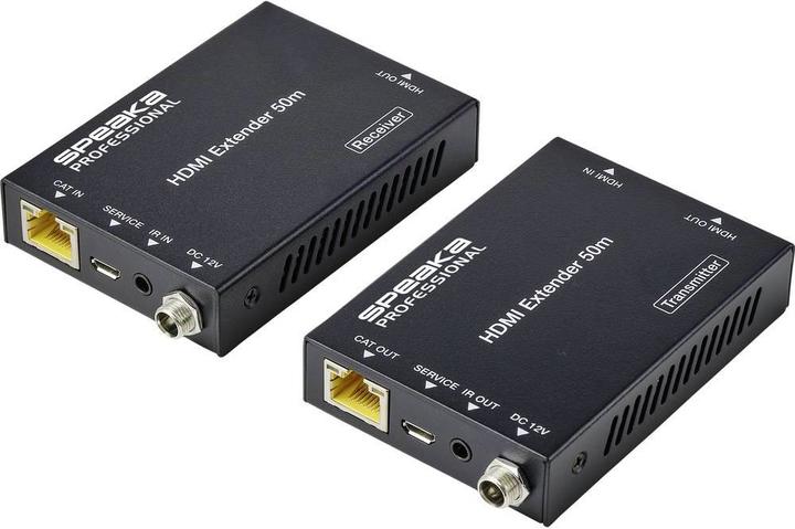 Produktbild SpeaKa Professional HDMI-Extender 50 m über Netzwerkkabel mit Einweg-IR (Extender)