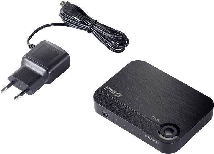 Produktbild SpeaKa Professional 2+1 Port HDMI Switch mit zusätzlichem USB-C™-Eingang 3840 x 2160 Pixel