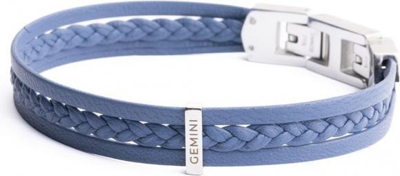 Gemini ARMBAND - BLAUES LEDER - 19+2 CM (21 cm, italienisches Leder, Nappaleder)