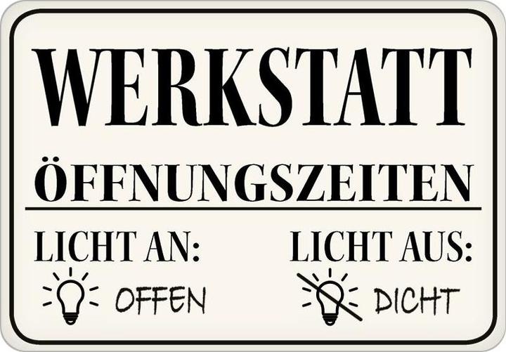 Blechschild Werkstatt (16.5 x 11.5 cm)