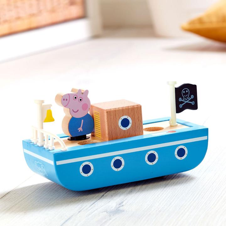 Actual product image Boti Peppa Pig wooden boat with figure