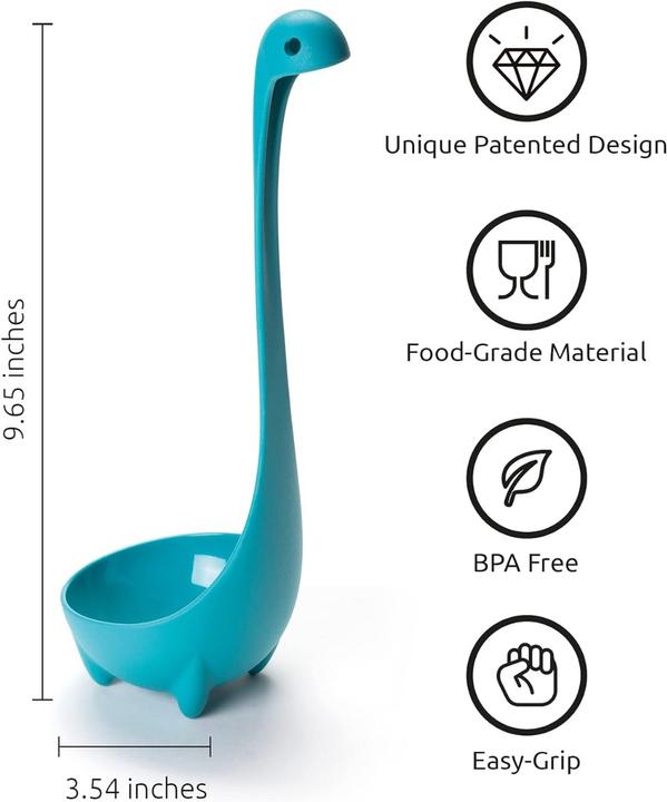 Actual product image Ototo Nessie soup spoon dinosaur shape green