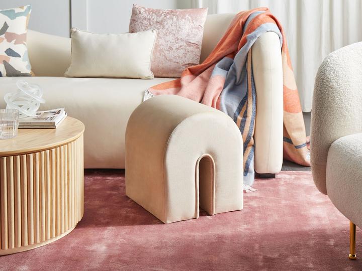 Image du produit Beliani Pouf tissu velours beige 35 x 42 x 42 cm MODOC