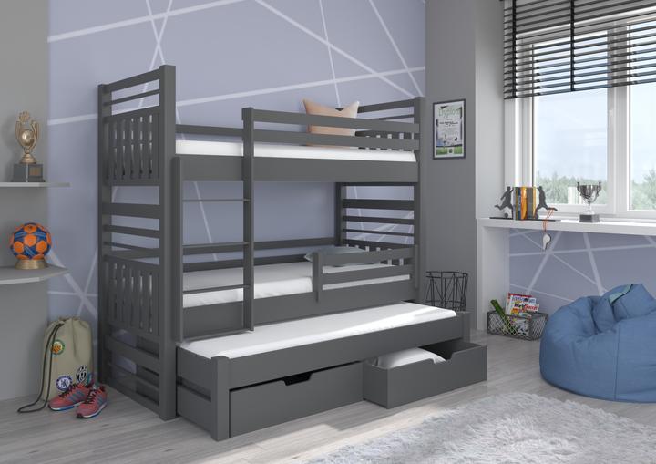 Actual product image ADRK Furniture Bunk Bed Triple HIPPO 180x80 (180 x 80 cm)