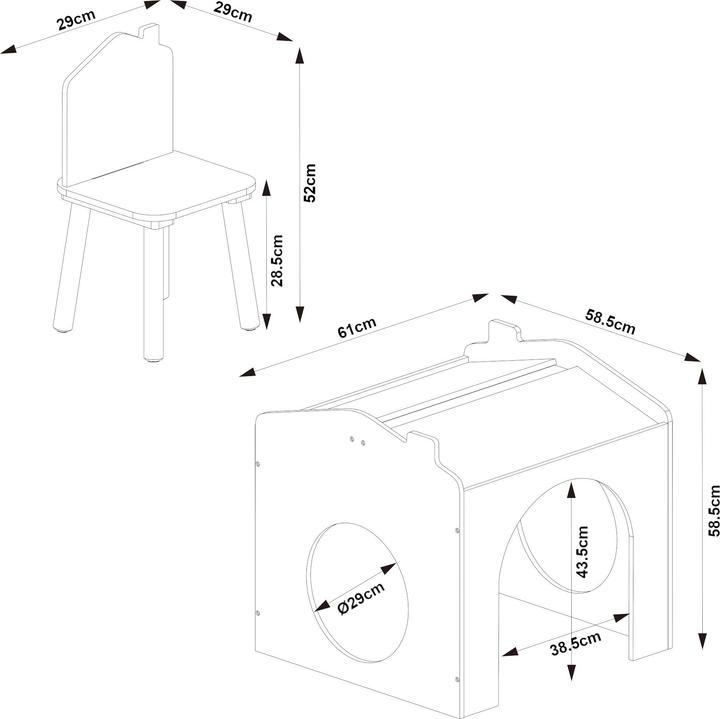 Produktbild En.Casa Zeichentisch für Kinder Romso Kindertischset mit 2 Stühlen Weiss (Kindersitzgruppe)