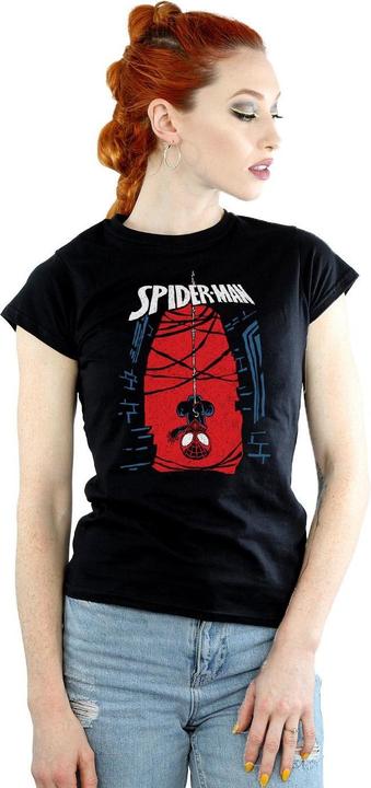 Actual product image Womens/Ladies Spider-Man Hanging Sketch Cotton T-Shirt (XXL)