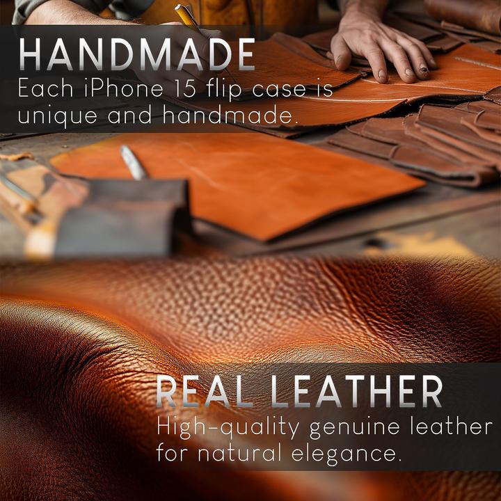 Produktbild Nalia Echt Leder Flip Case Hülle mit Magnetverschluss (Apple iPhone 15 Plus)
